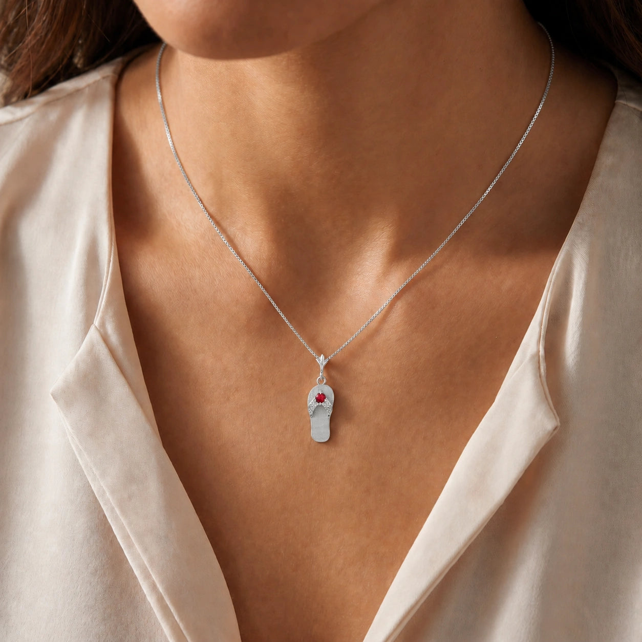 White Gold Grace Pendant Necklace Ruby 10K — Giuditta