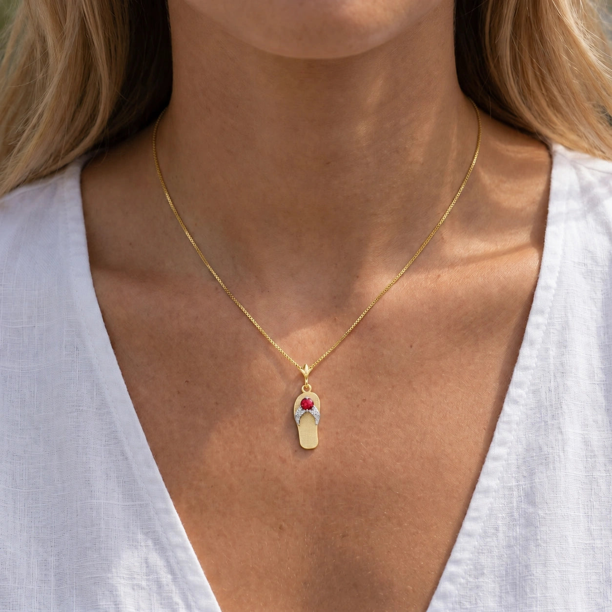 Yellow Gold Grace Pendant Necklace Ruby 10K — Giuditta