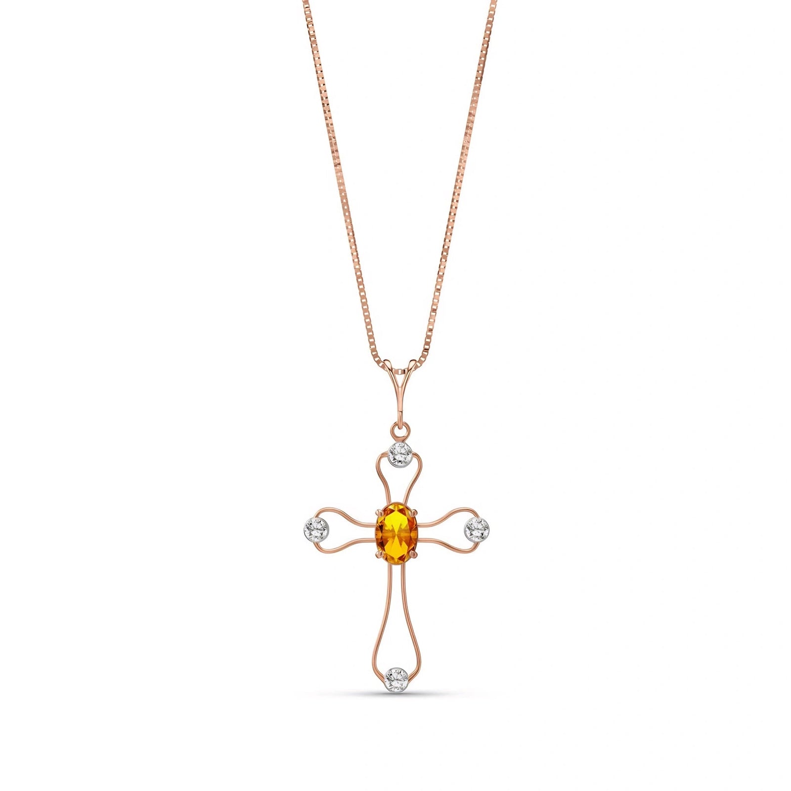 Rose Gold Rose Pendant Necklace Citrine 10K — Pia