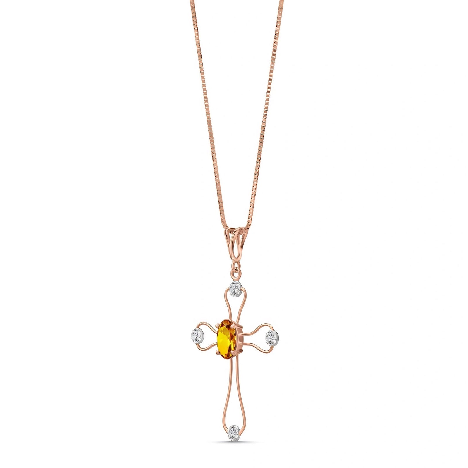 Rose Gold Rose Pendant Necklace Citrine 10K — Pia