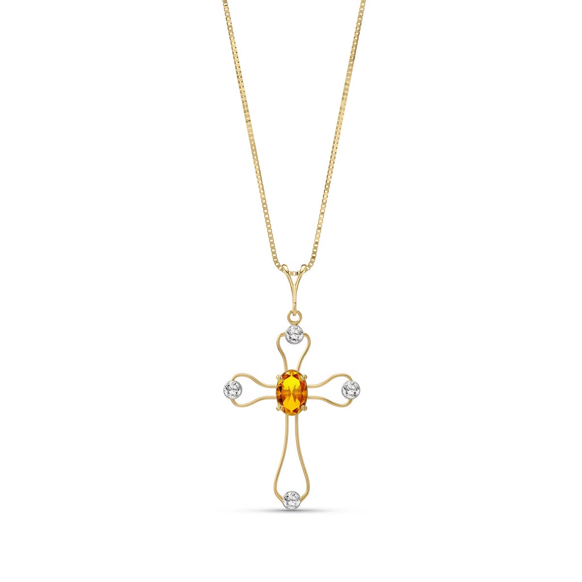 Yellow Gold Rose Pendant Necklace Citrine 10K — Pia