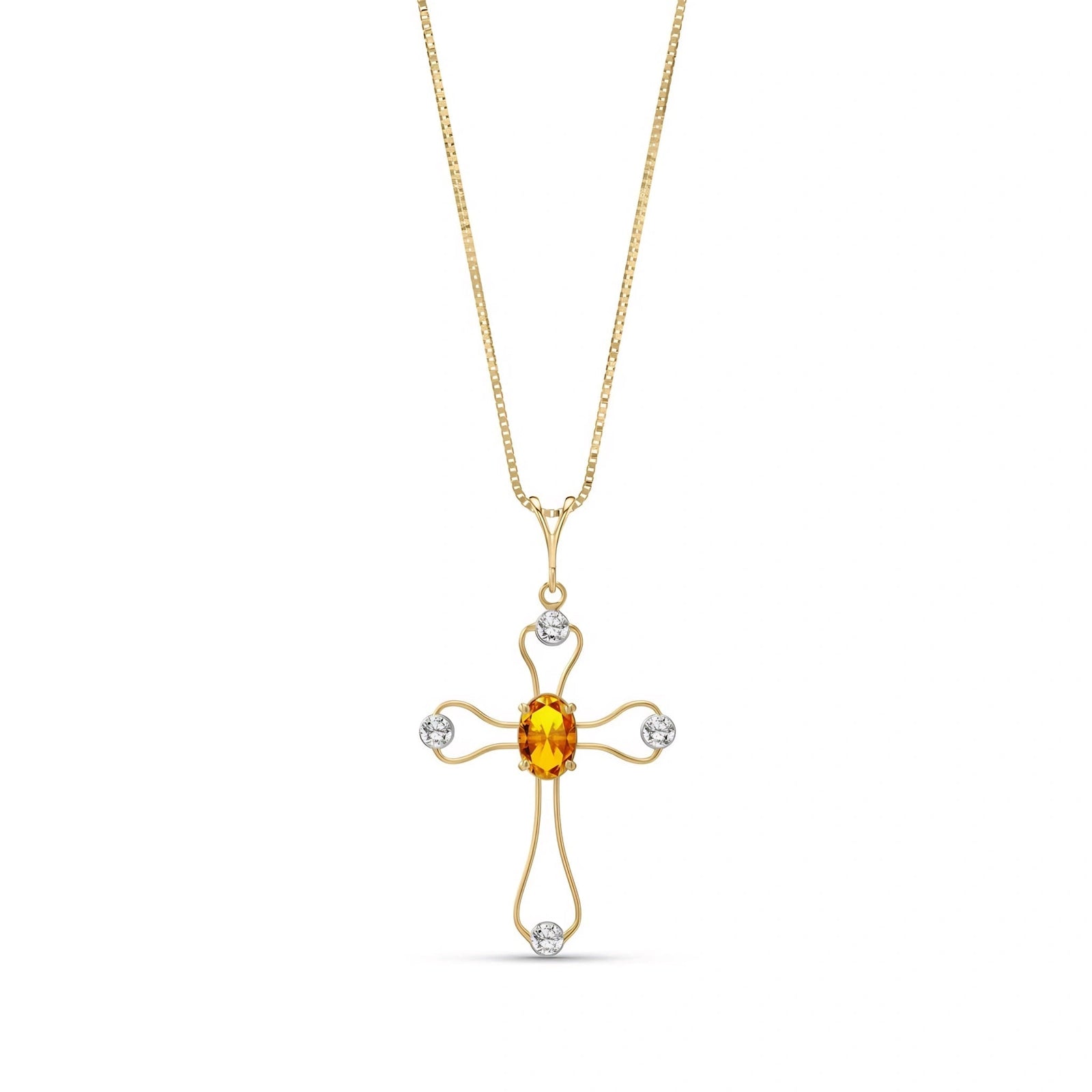Yellow Gold Rose Pendant Necklace Citrine 10K — Pia