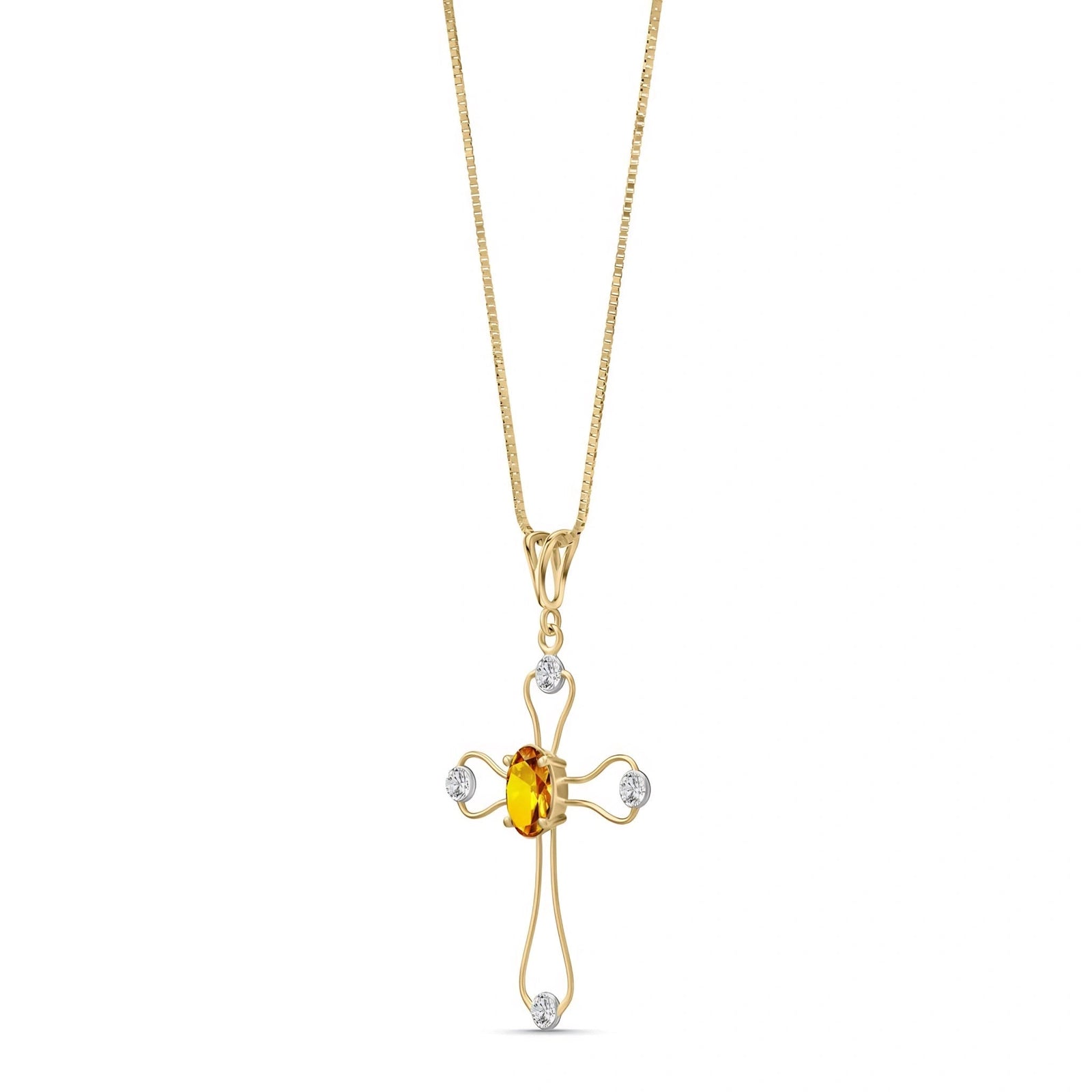 Yellow Gold Rose Pendant Necklace Citrine 10K — Pia