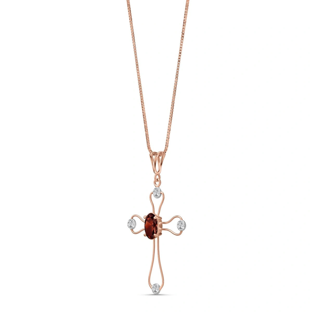 Rose Gold Rose Pendant Necklace Garnet 10K — Pia