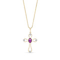 Yellow Gold Rose Pendant Necklace Amethyst 10K — Pia