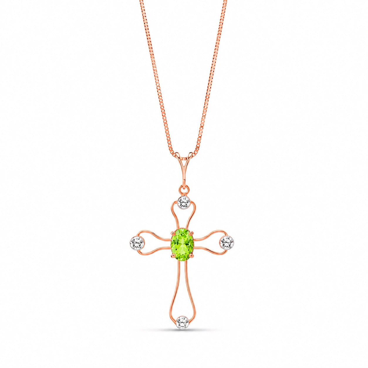 Rose Gold Rose Pendant Necklace Peridot 10K — Pia