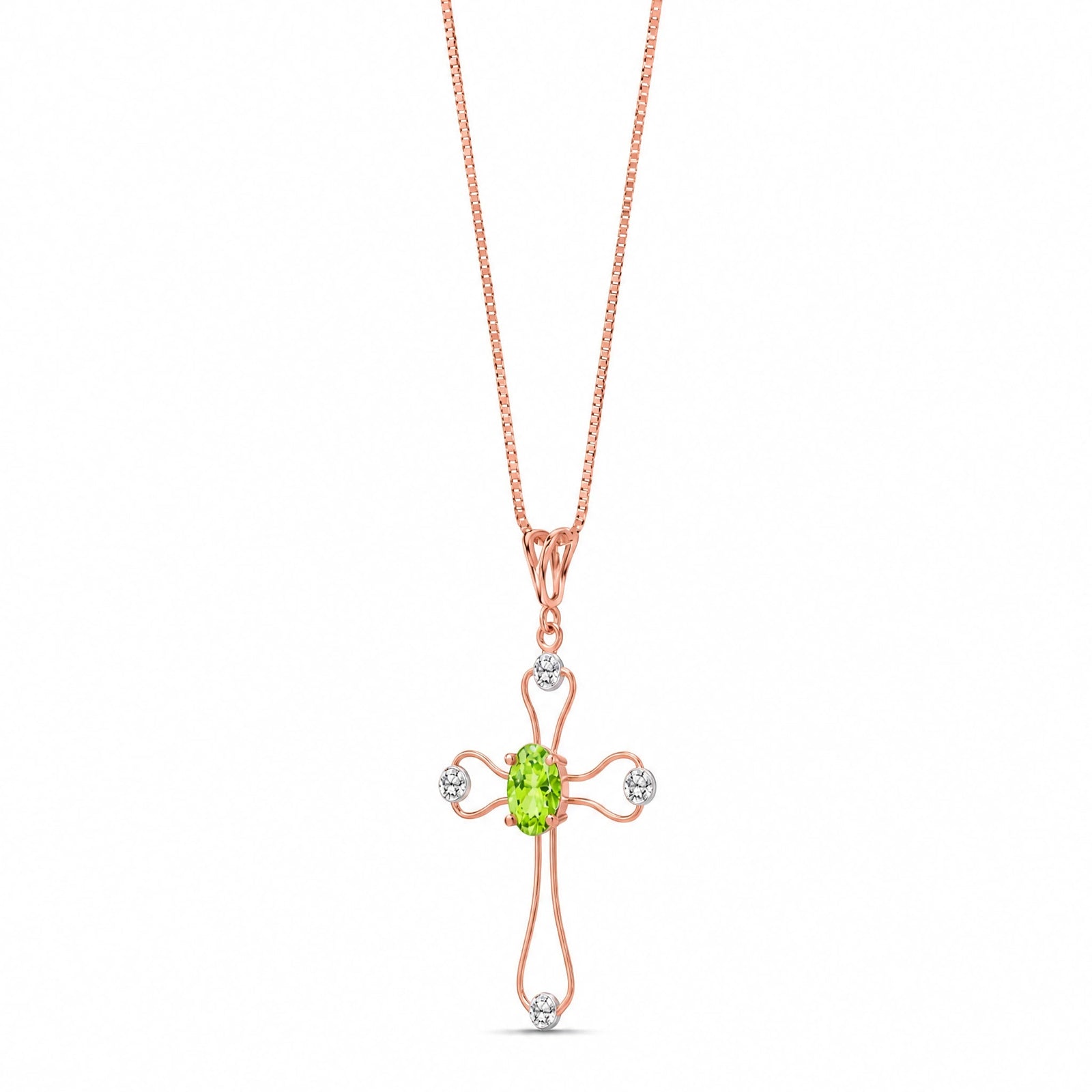 Rose Gold Rose Pendant Necklace Peridot 10K — Pia