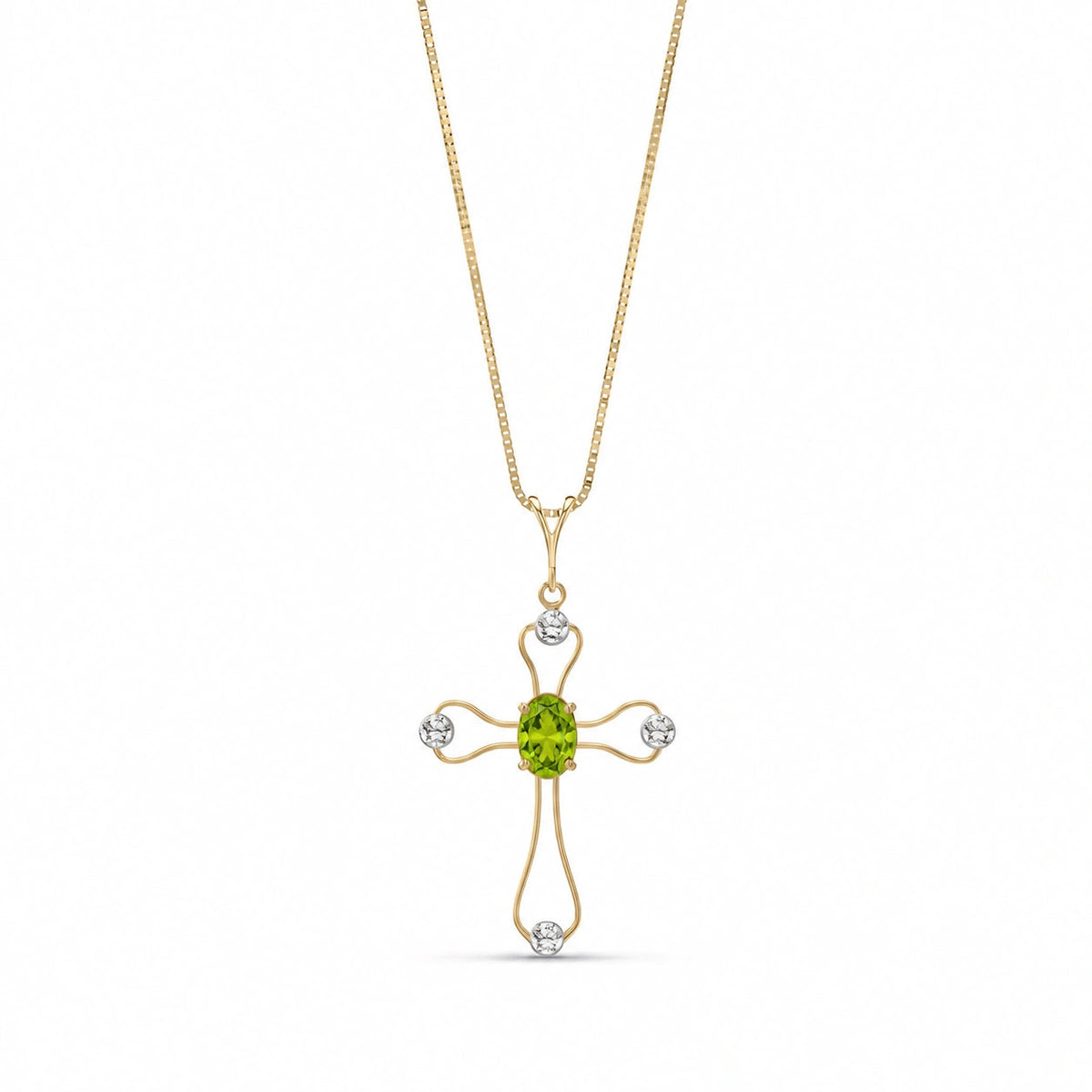 Yellow Gold Rose Pendant Necklace Peridot 10K — Pia