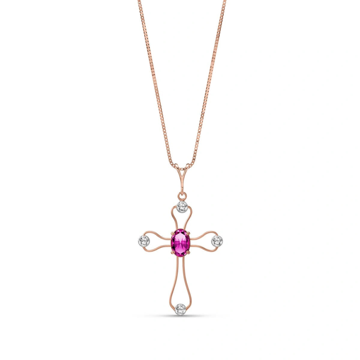 Rose Gold Rose Pendant Necklace Pink Topaz 10K — Pia