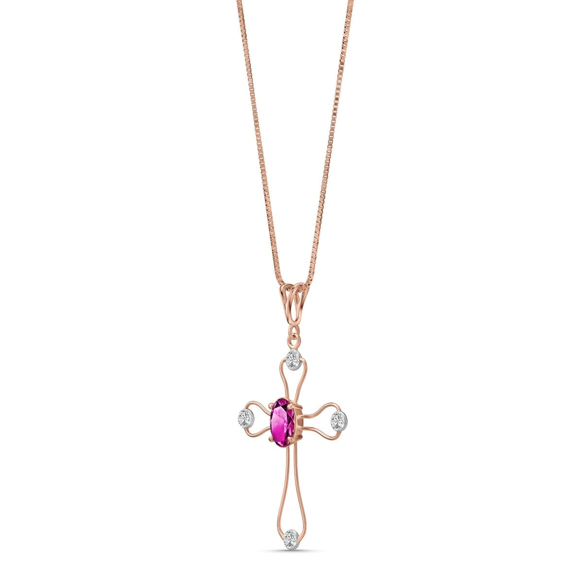 Rose Gold Rose Pendant Necklace Pink Topaz 10K — Pia