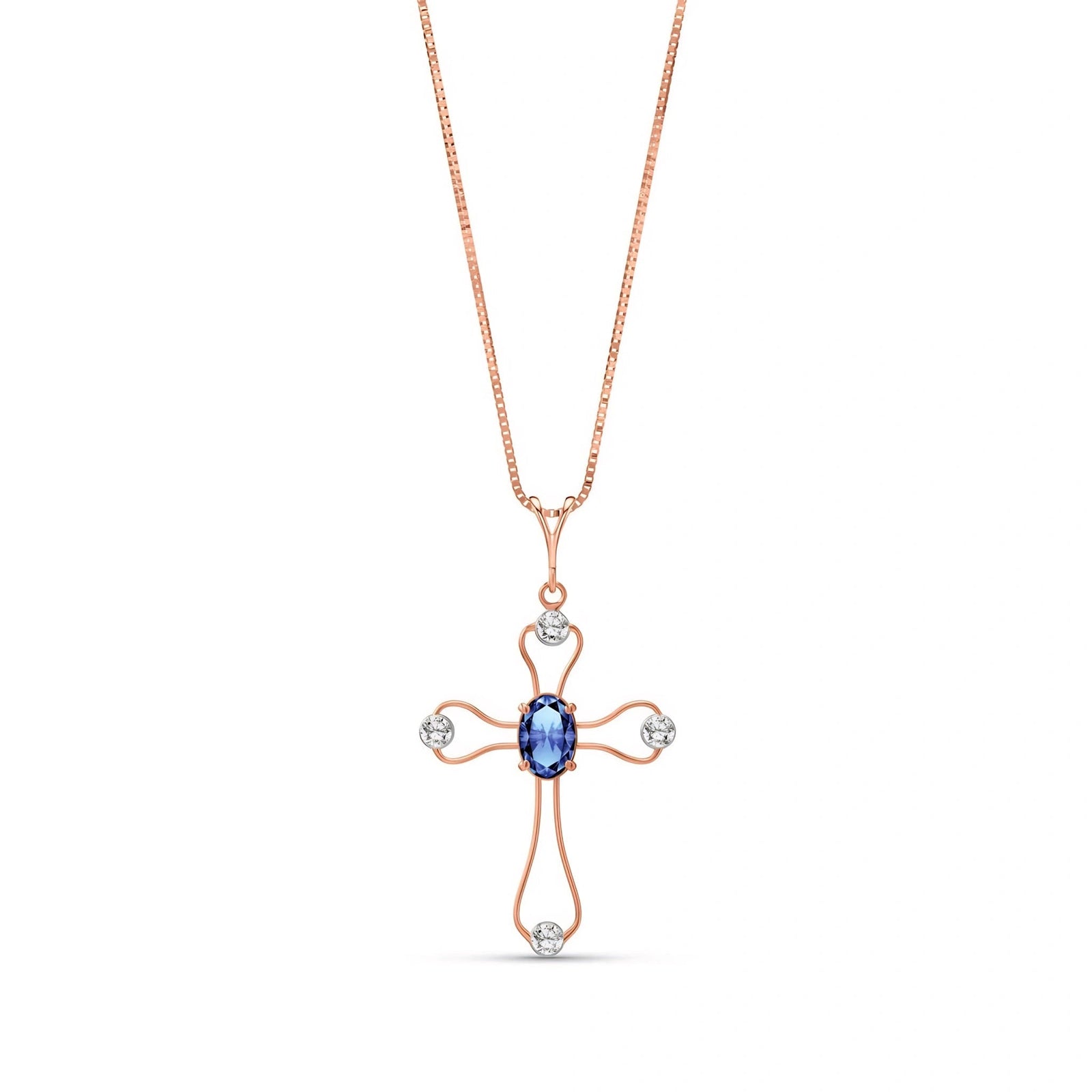 Rose Gold Rose Pendant Necklace Tanzanite 10K — Pia