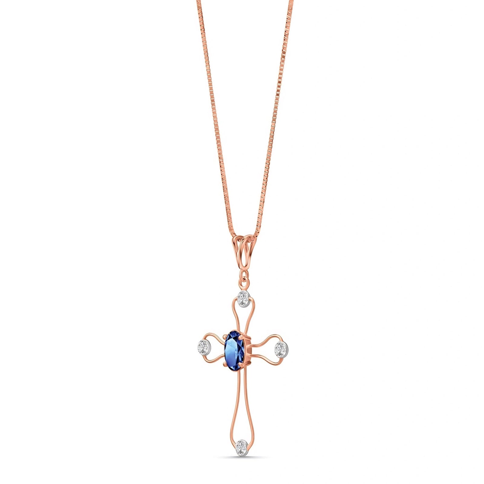 Rose Gold Rose Pendant Necklace Tanzanite 10K — Pia