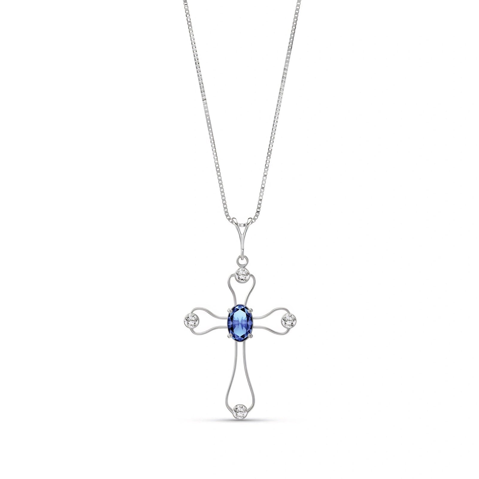 White Gold Rose Pendant Necklace Tanzanite 10K — Pia