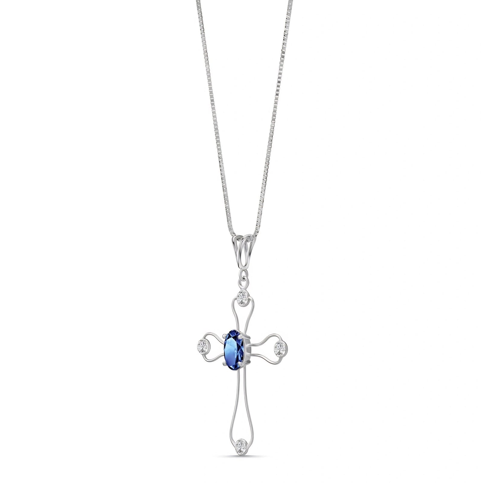 White Gold Rose Pendant Necklace Tanzanite 10K — Pia