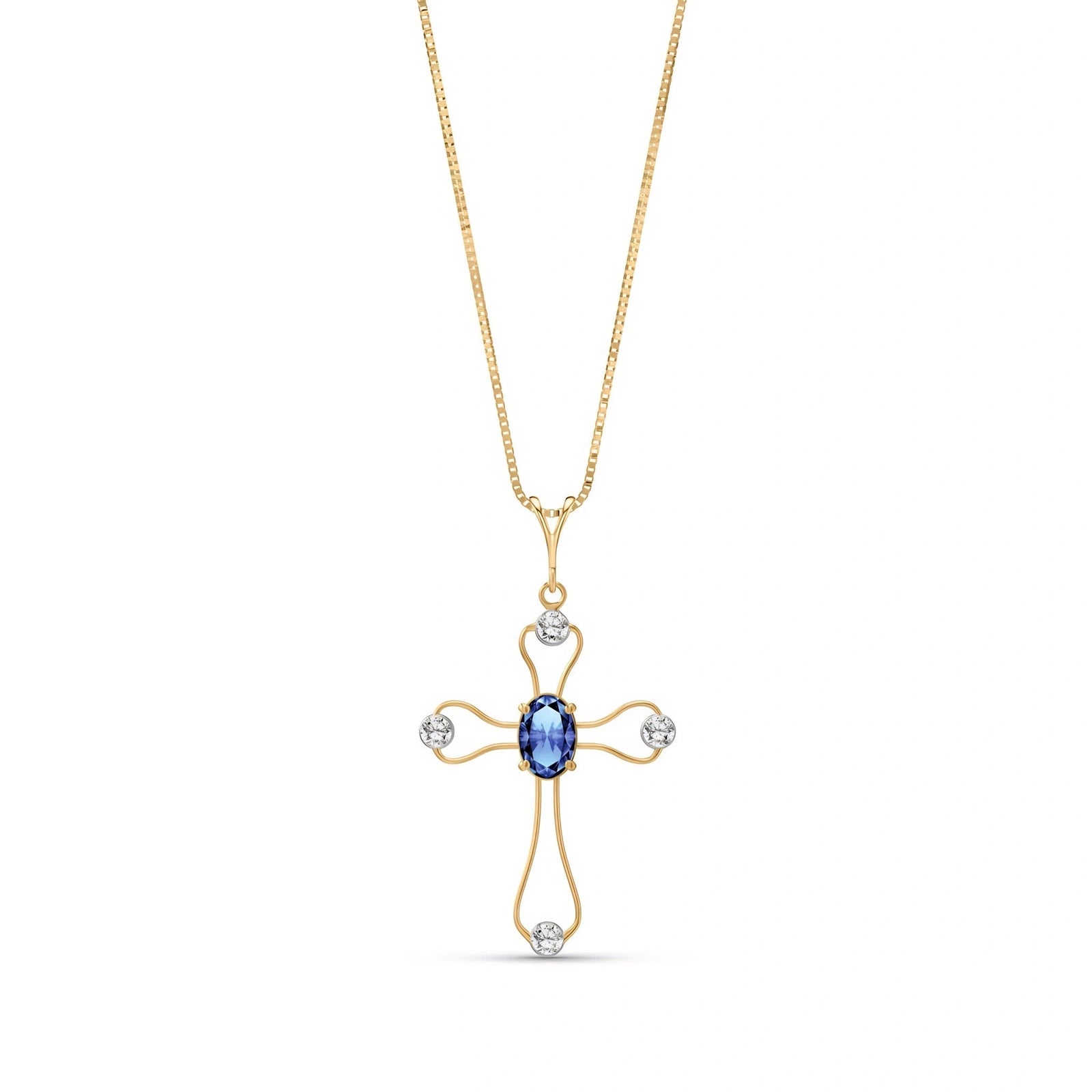 Yellow Gold Rose Pendant Necklace Tanzanite 10K — Pia