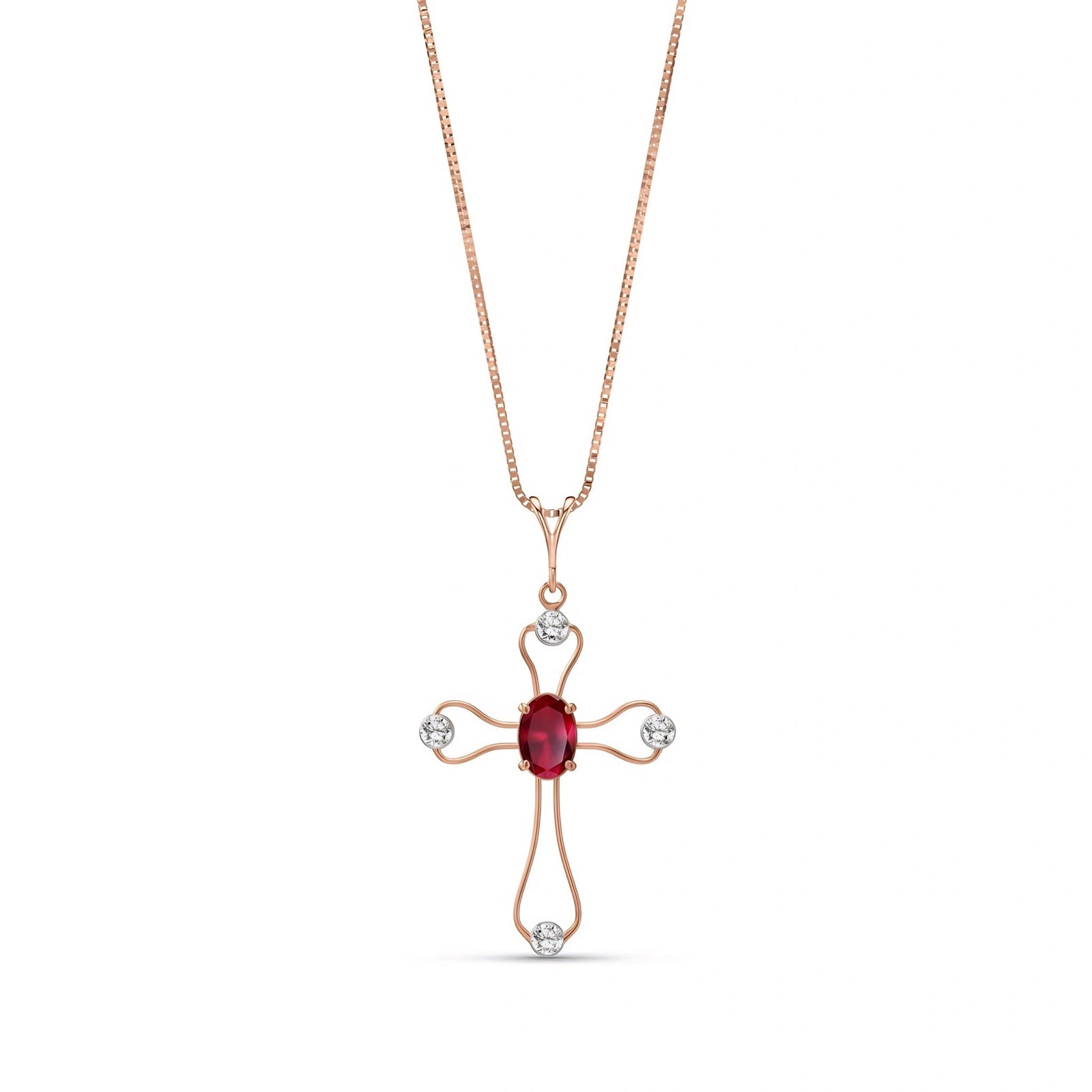 Rose Gold Rose Pendant Necklace Ruby 10K — Pia