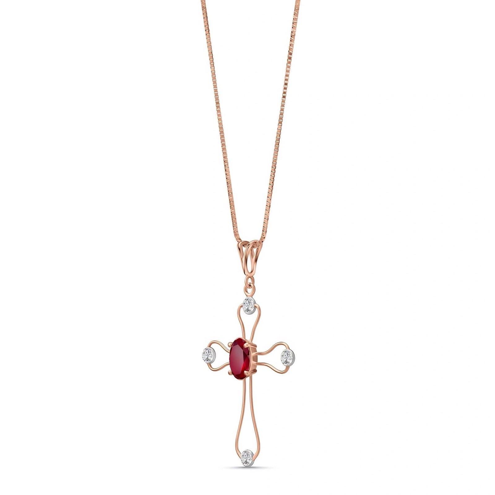 Rose Gold Rose Pendant Necklace Ruby 10K — Pia