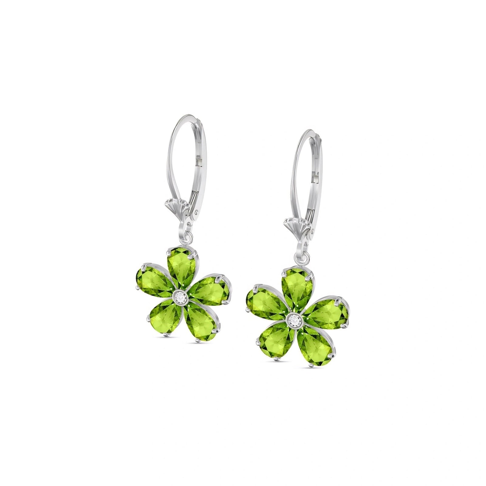White Gold Belle Earrings Peridot 10K — Celeste