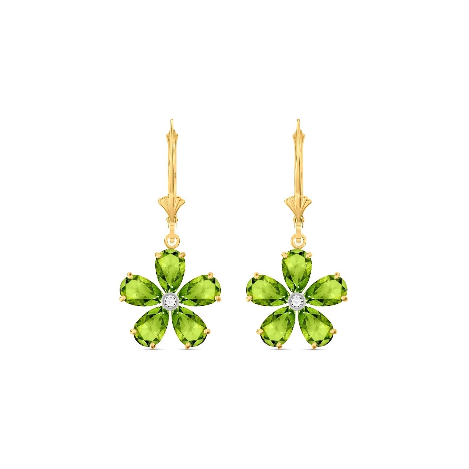 Yellow Gold Belle Earrings Peridot 10K — Celeste