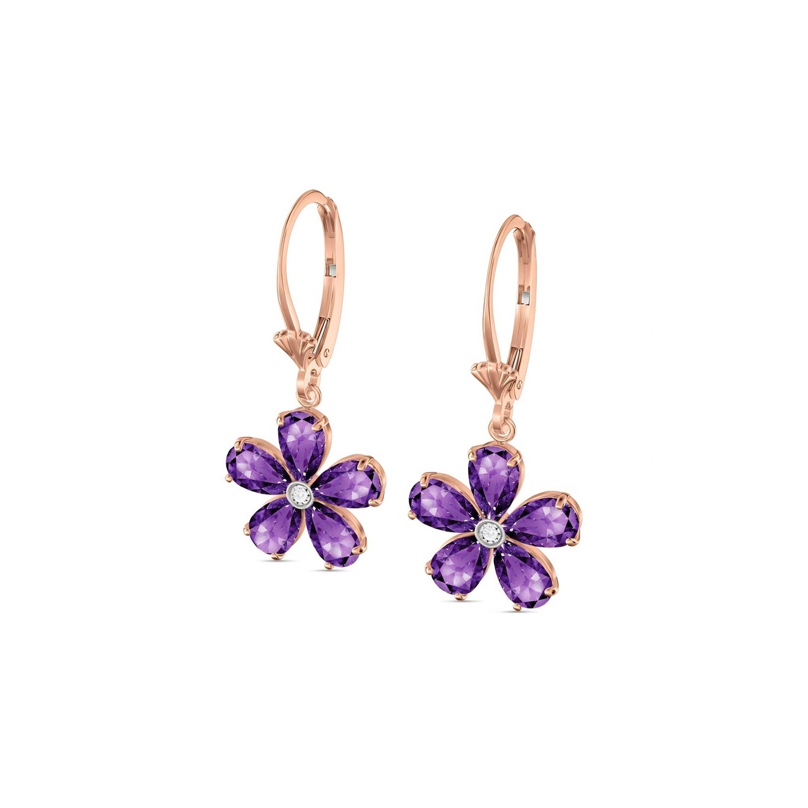 Rose Gold Belle Earrings Amethyst 10K — Celeste