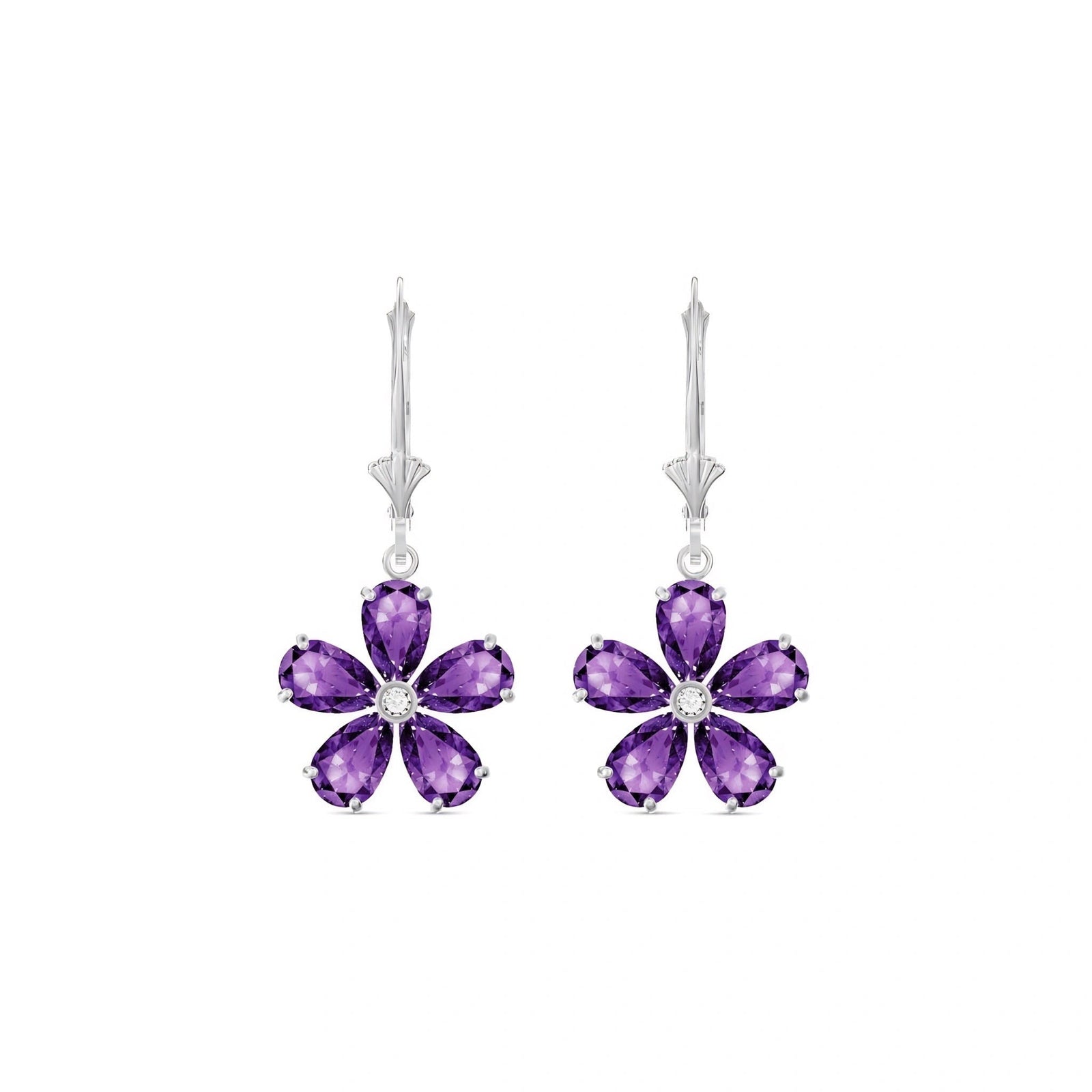 White Gold Belle Earrings Amethyst 10K — Celeste