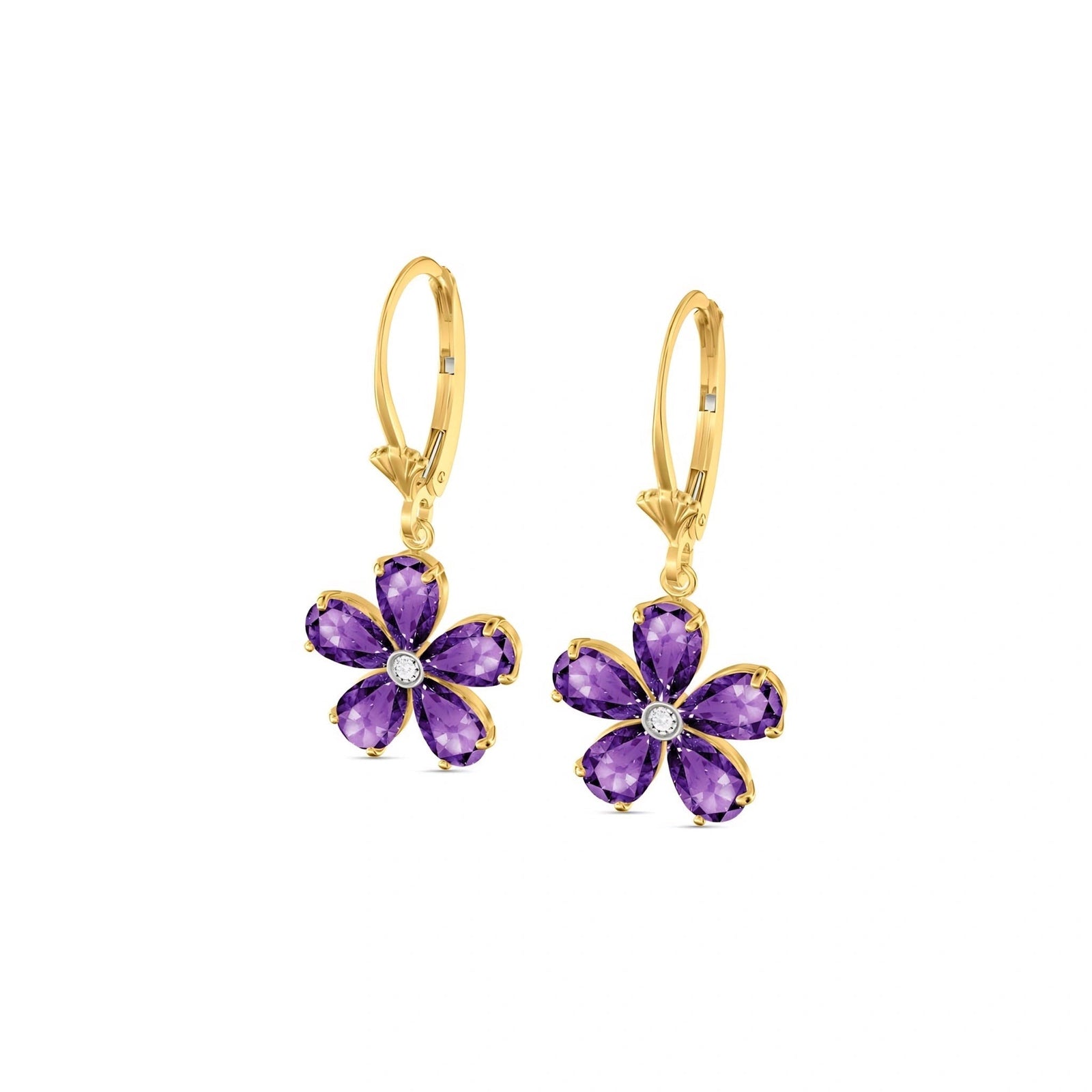 Yellow Gold Belle Earrings Amethyst 10K — Celeste
