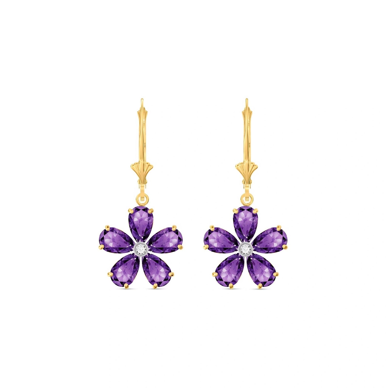 Yellow Gold Belle Earrings Amethyst 10K — Celeste