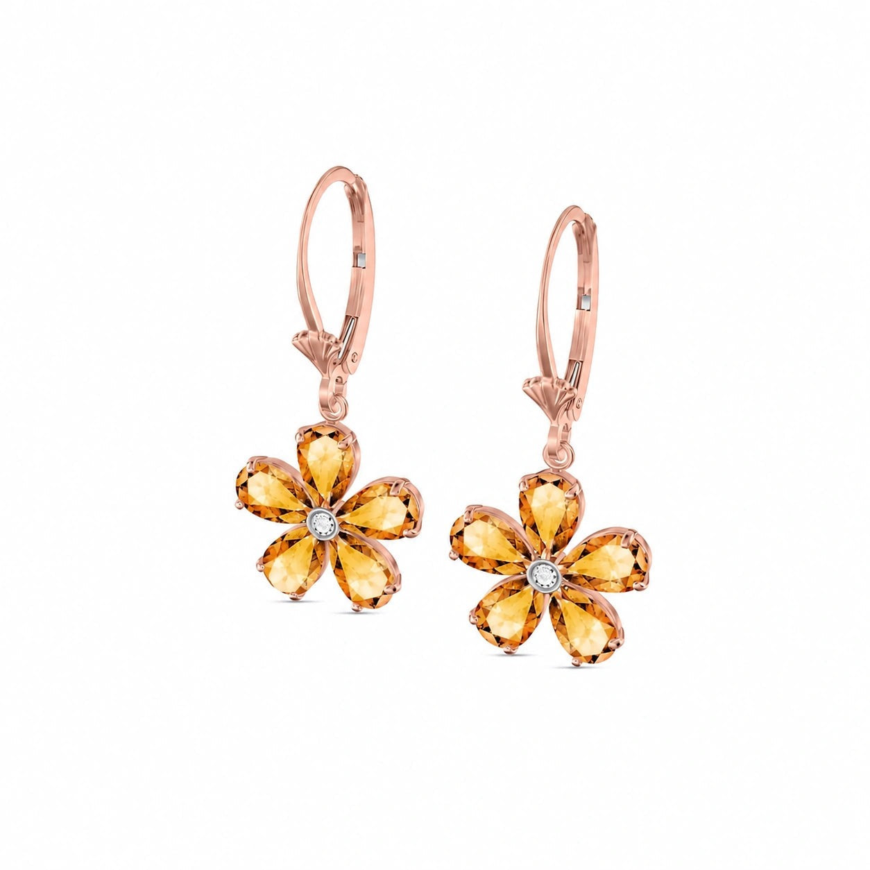 Rose Gold Belle Earrings Citrine 10K — Celeste