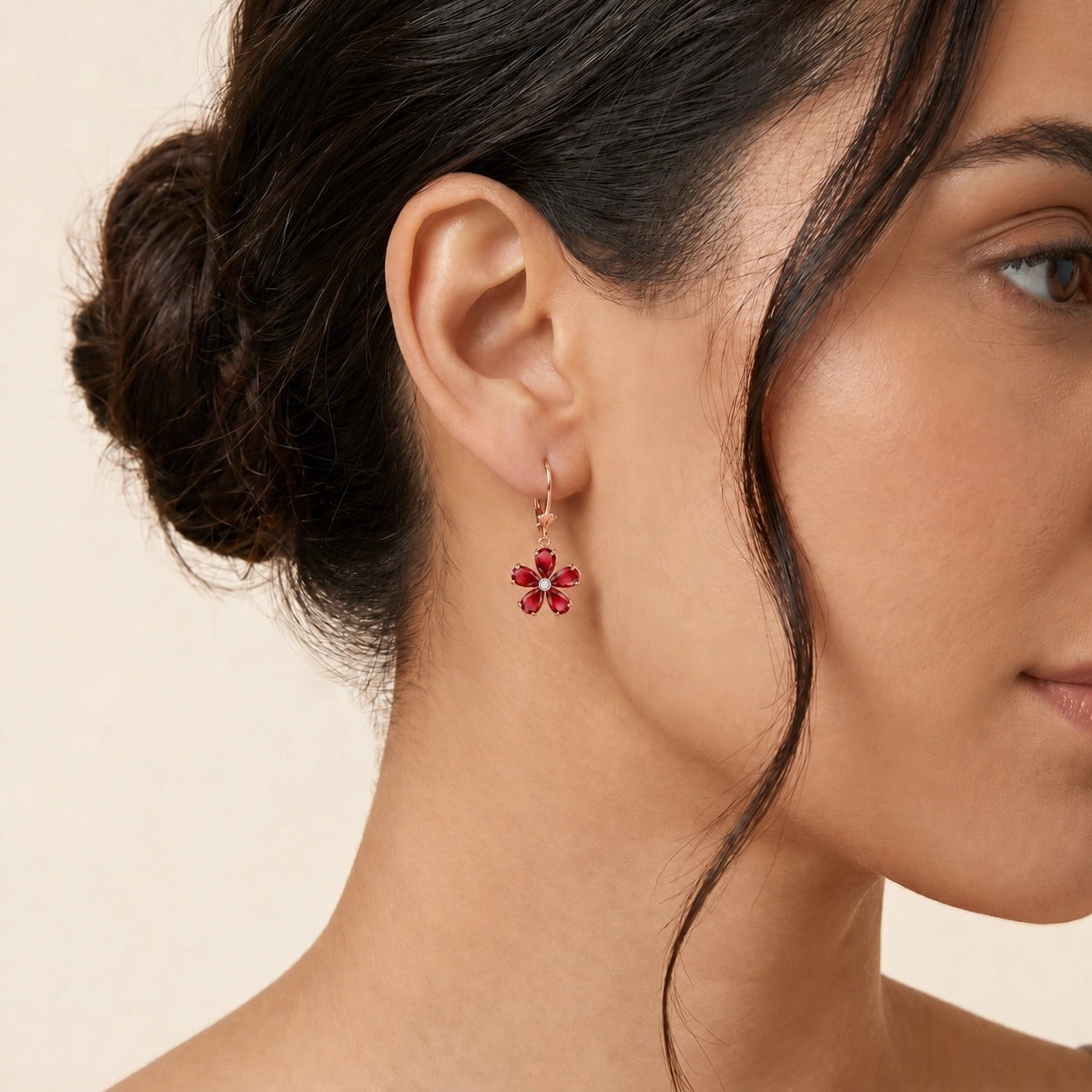 Rose Gold Belle Earrings Ruby 10K — Celeste