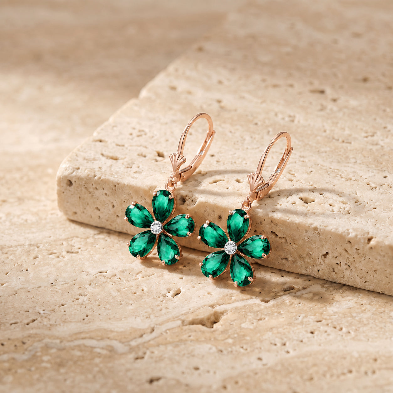 Rose Gold Belle Earrings Sapphire 10K — Celeste