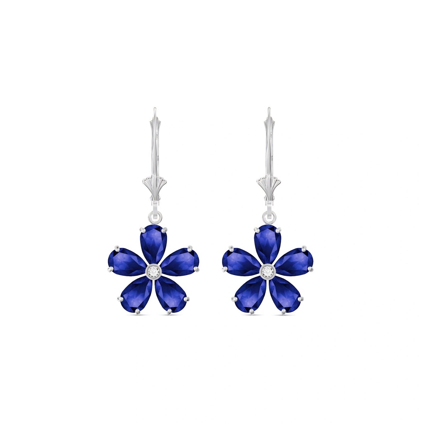 White Gold Belle Earrings Sapphire 10K — Celeste