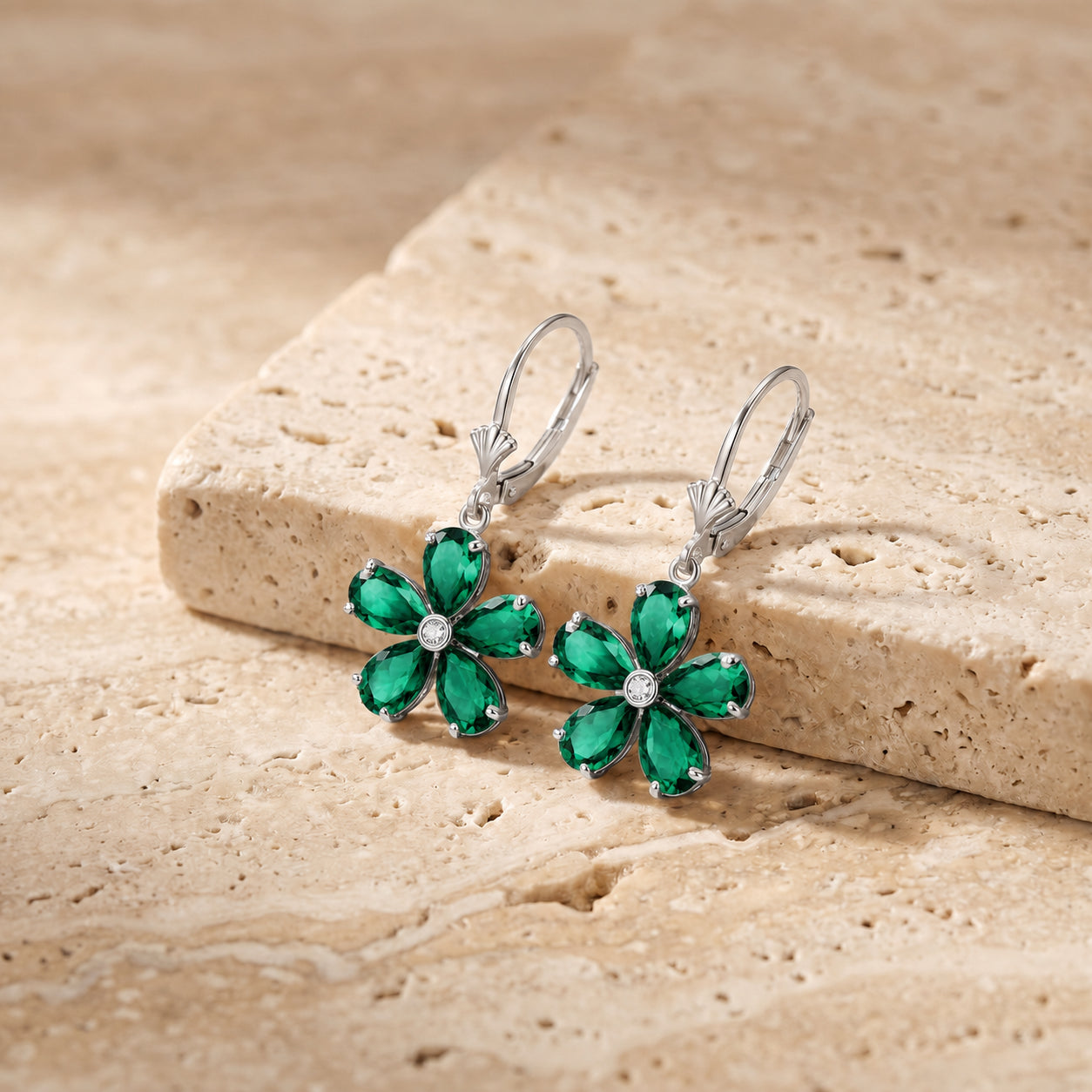White Gold Belle Earrings Sapphire 10K — Celeste