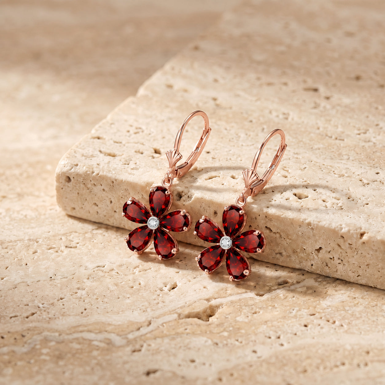 Rose Gold Belle Earrings Emerald 10K — Celeste