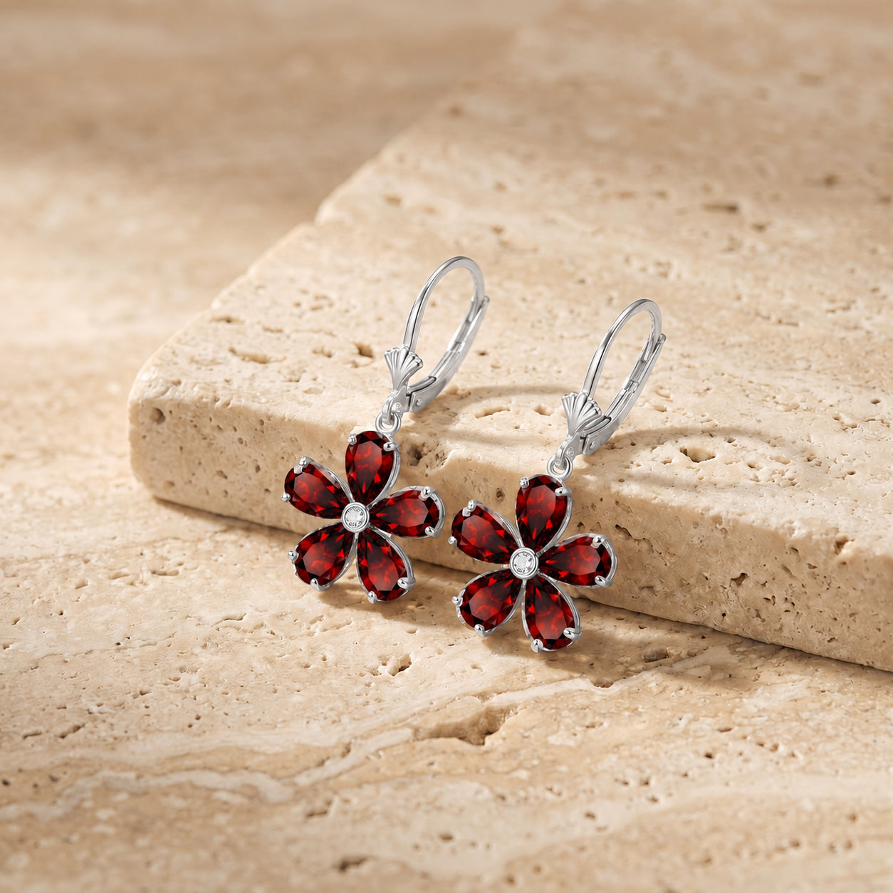 White Gold Belle Earrings Emerald 10K — Celeste