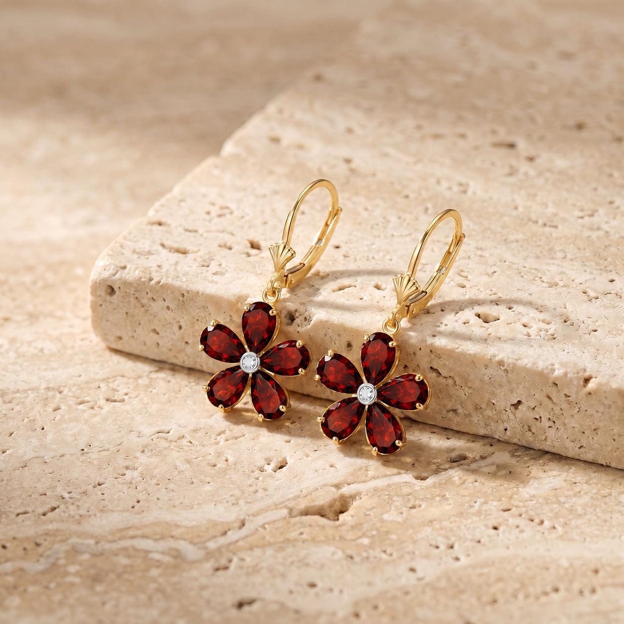 Yellow Gold Belle Earrings Emerald 10K — Celeste
