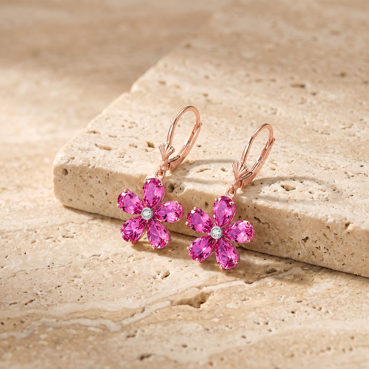 Rose Gold Belle Earrings Aquamarine 10K — Celeste