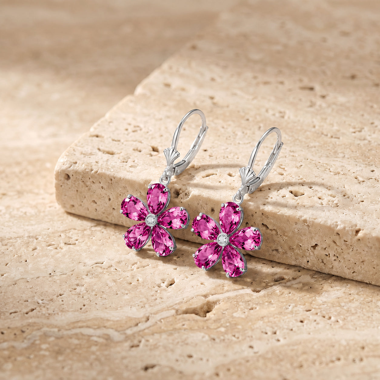 White Gold Belle Earrings Aquamarine 10K — Celeste