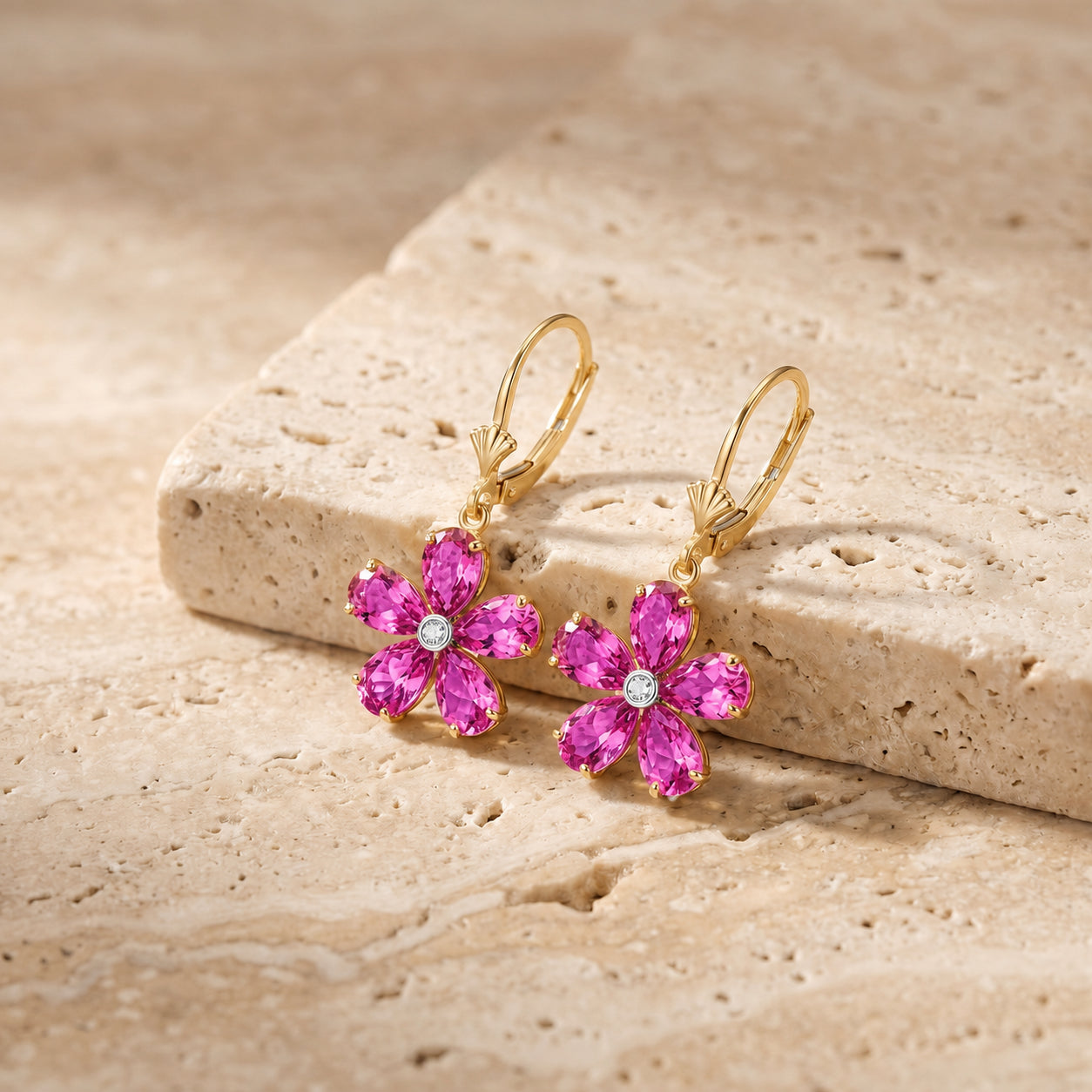 Yellow Gold Belle Earrings Aquamarine 10K — Celeste