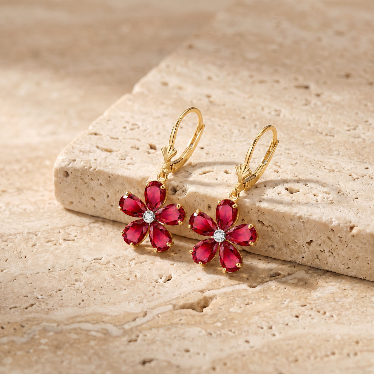 Yellow Gold Belle Earrings Pink Topaz 10K — Celeste