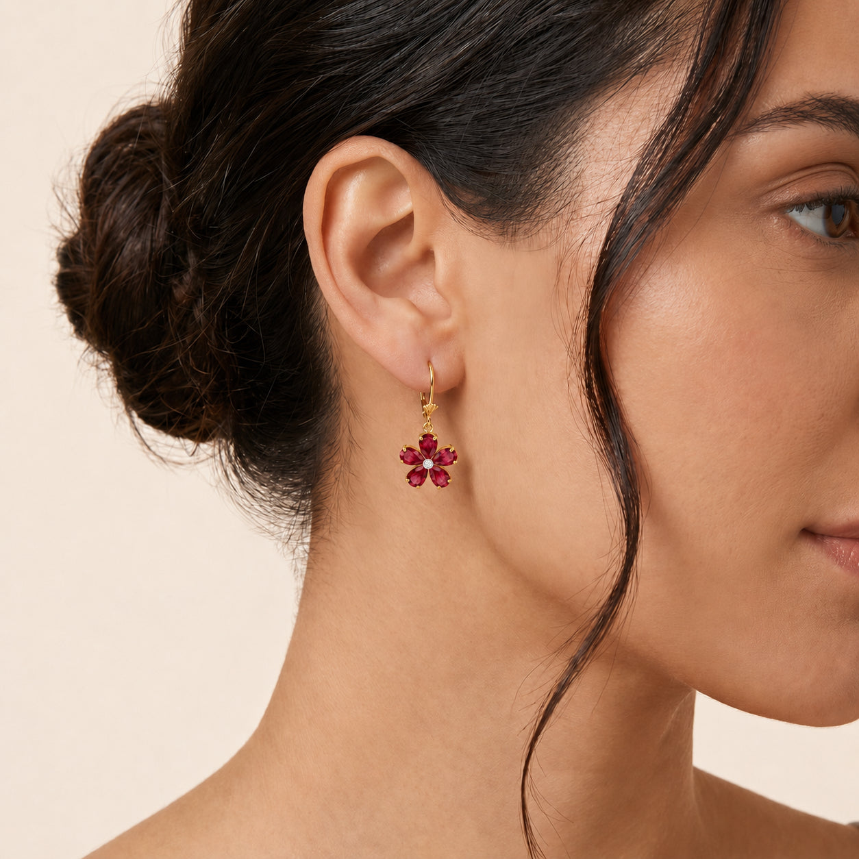 Yellow Gold Belle Earrings Pink Topaz 10K — Celeste