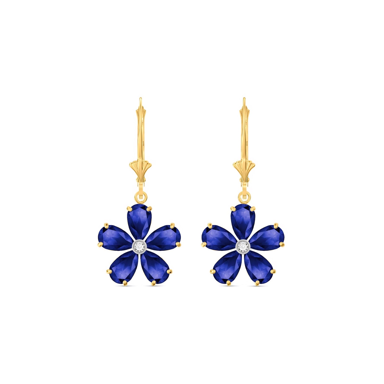 Yellow Gold Belle Earrings Blue Topaz 10K — Celeste