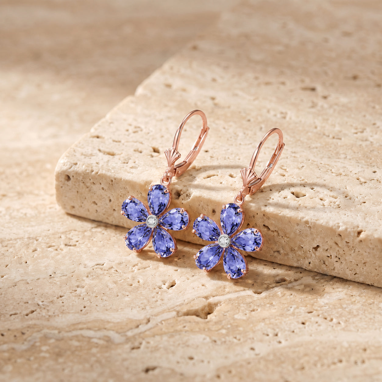 Rose Gold Belle Earrings Garnet 10K — Celeste