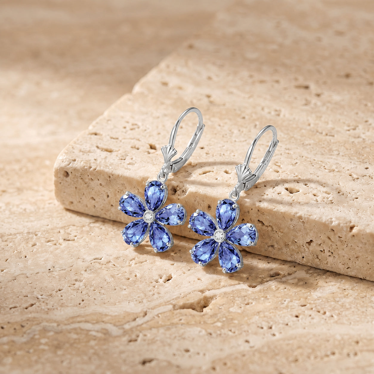 White Gold Belle Earrings Garnet 10K — Celeste