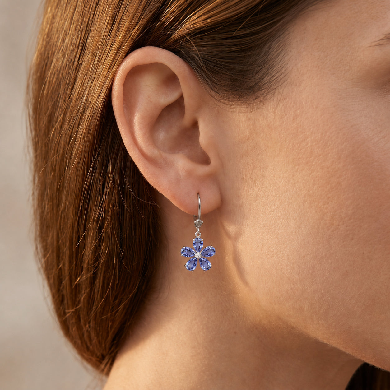 White Gold Belle Earrings Garnet 10K — Celeste