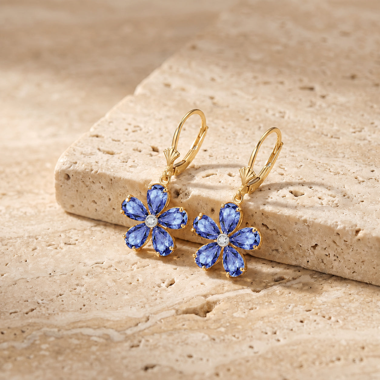 Yellow Gold Belle Earrings Garnet 10K — Celeste