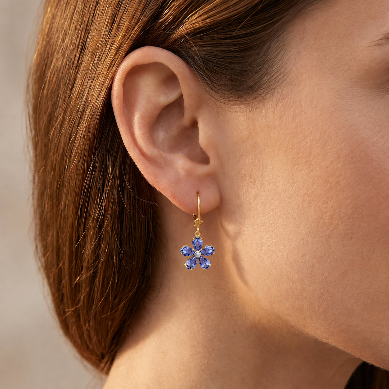 Yellow Gold Belle Earrings Garnet 10K — Celeste