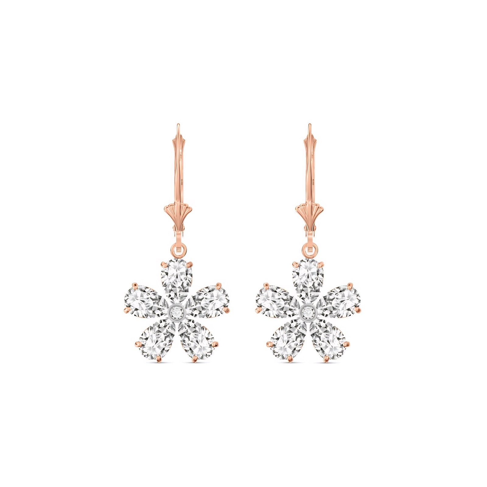 Rose Gold Belle Earrings White Topaz 10K — Celeste