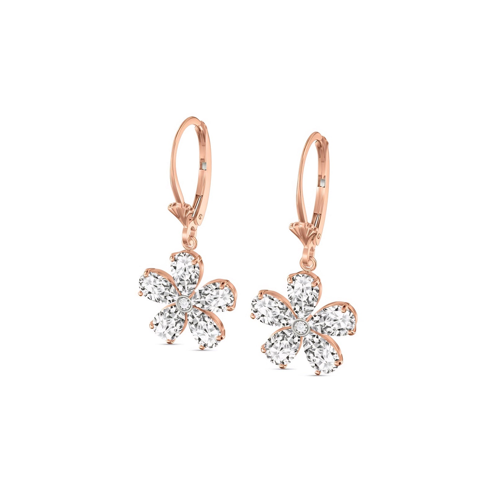 Rose Gold Belle Earrings White Topaz 10K — Celeste