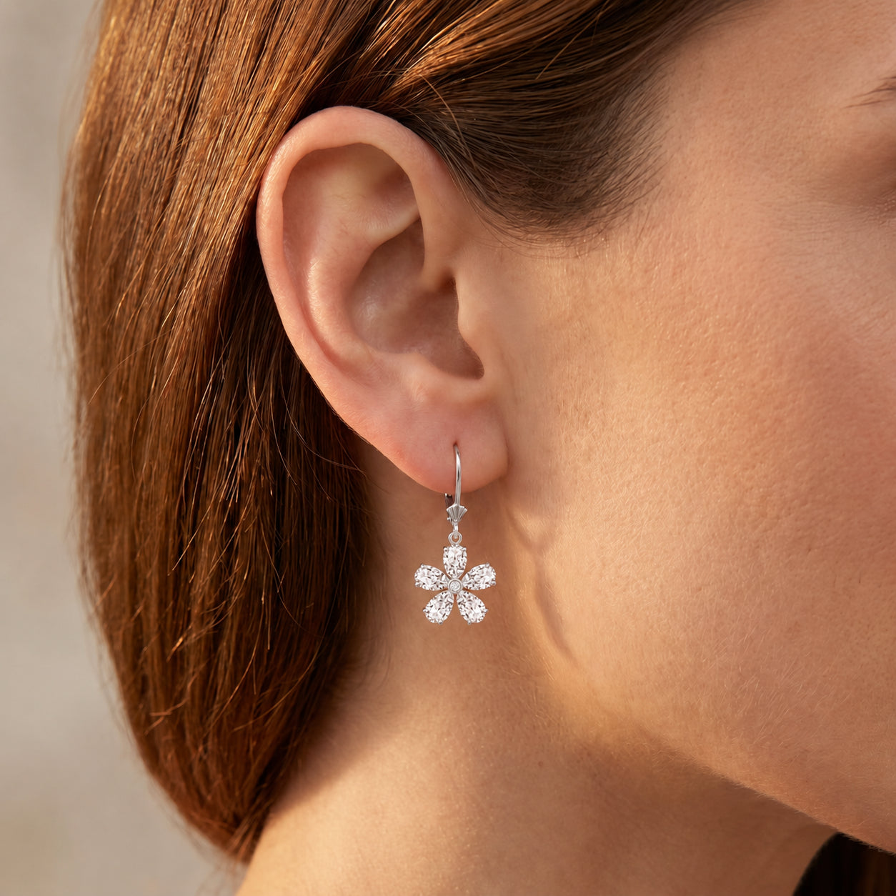 White Gold Belle Earrings White Topaz 10K — Celeste