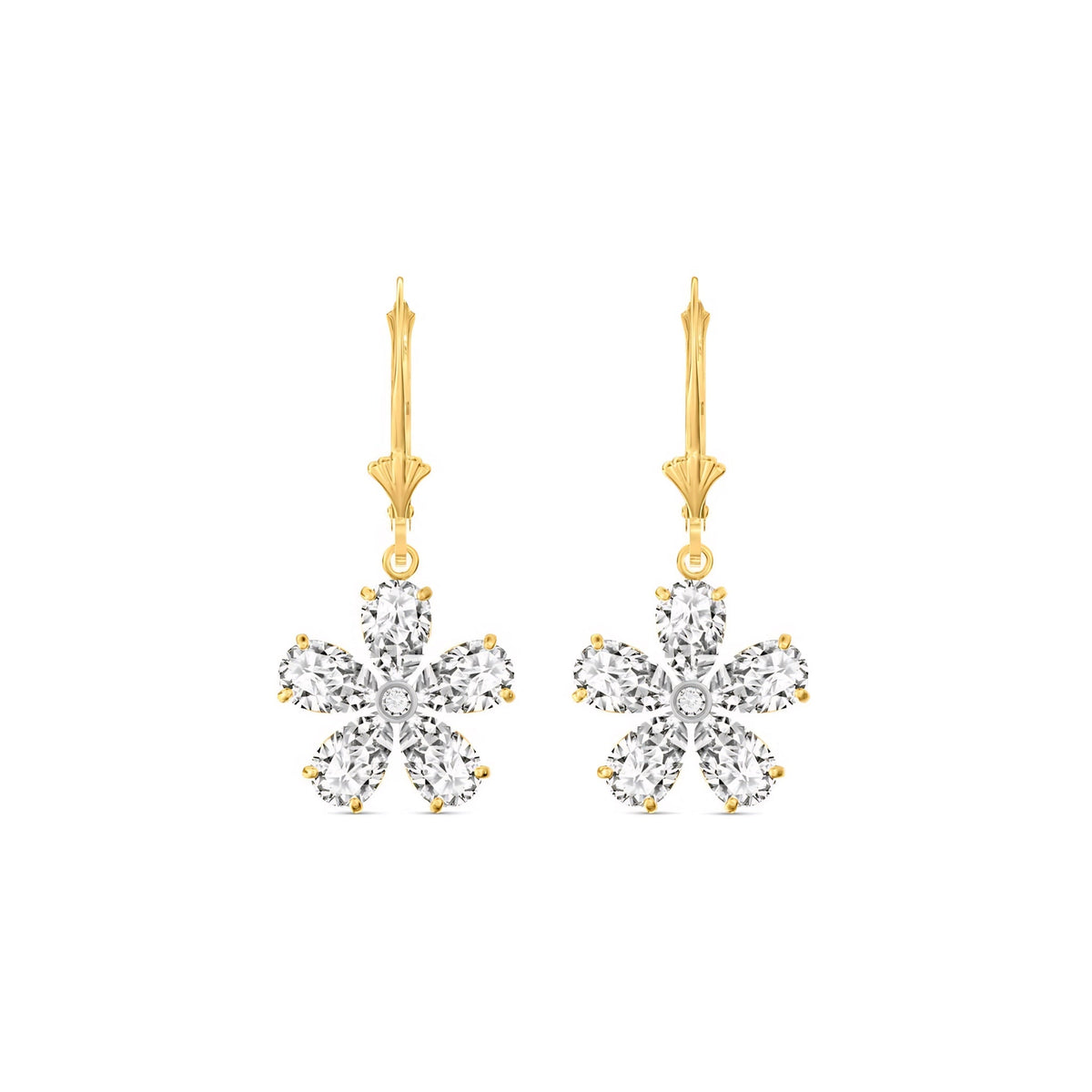 Yellow Gold Belle Earrings White Topaz 10K — Celeste